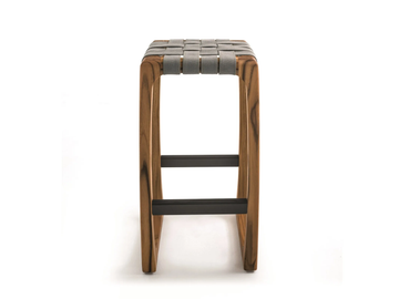 BUNGALOW - High teak garden stool with footrest and fabric seat by Riva 1920 - view 3